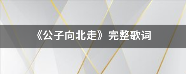 《公子向北走》完整歌词