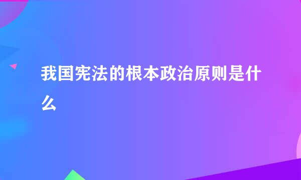 我国宪法的根本政治原则是什么