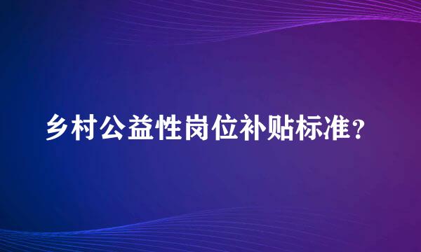 乡村公益性岗位补贴标准？