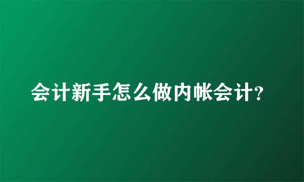 会计新手怎么做内帐会计？