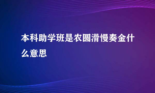 本科助学班是农圆滑慢奏金什么意思