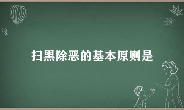 扫黑除恶的基本原则是