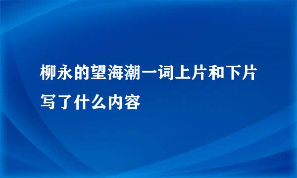 柳永的望海潮一词上片和下片写了什么内容