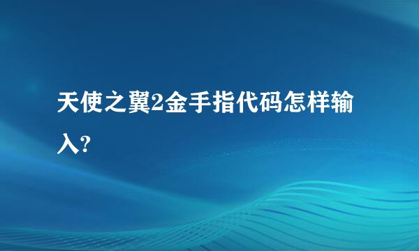 天使之翼2金手指代码怎样输入?