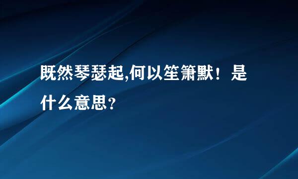 既然琴瑟起,何以笙箫默！是什么意思？