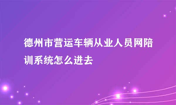 德州市营运车辆从业人员网陪训系统怎么进去