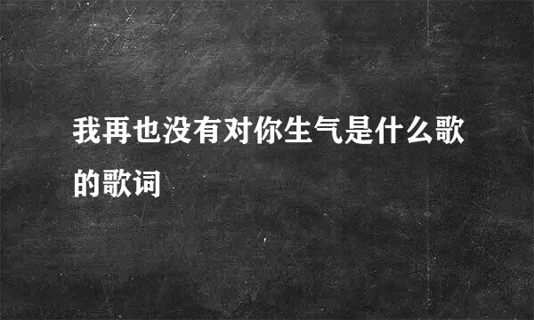 我再也没有对你生气是什么歌的歌词