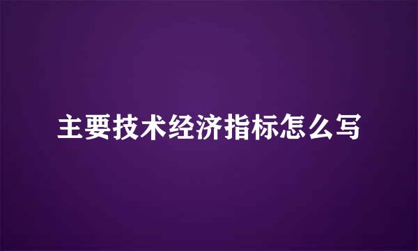 主要技术经济指标怎么写