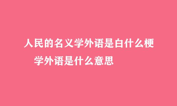 人民的名义学外语是白什么梗 学外语是什么意思