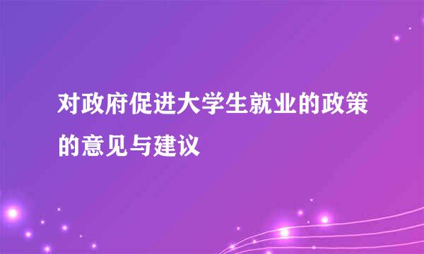 对政府促进大学生就业的政策的意见与建议