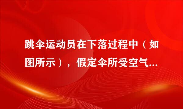 跳伞运动员在下落过程中（如图所示），假定伞所受空气阻力的大小跟下落速度的平方成正比，即F=kv2，比例