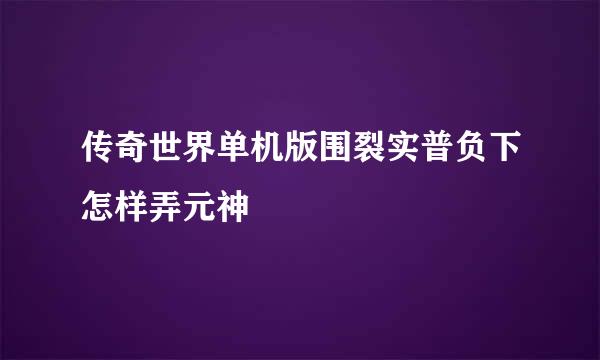 传奇世界单机版围裂实普负下怎样弄元神