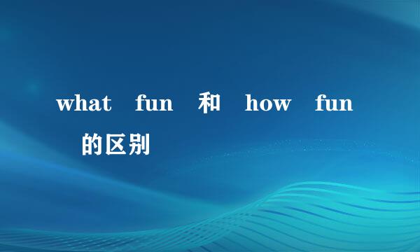 what fun 和 how fun 的区别