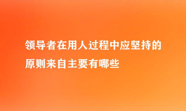 领导者在用人过程中应坚持的原则来自主要有哪些