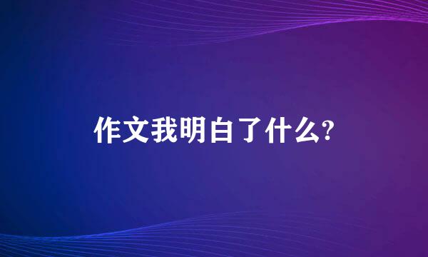 作文我明白了什么?