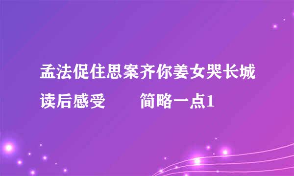 孟法促住思案齐你姜女哭长城读后感受  简略一点1