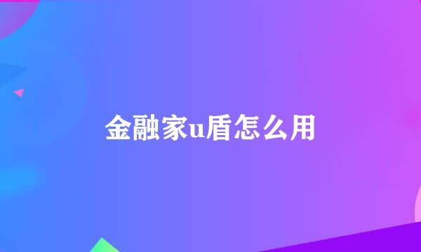 金融家u盾怎么用