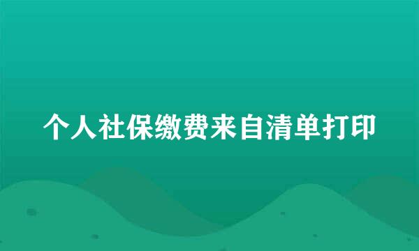 个人社保缴费来自清单打印