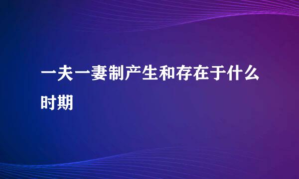 一夫一妻制产生和存在于什么时期