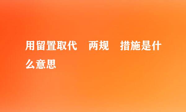 用留置取代 两规 措施是什么意思