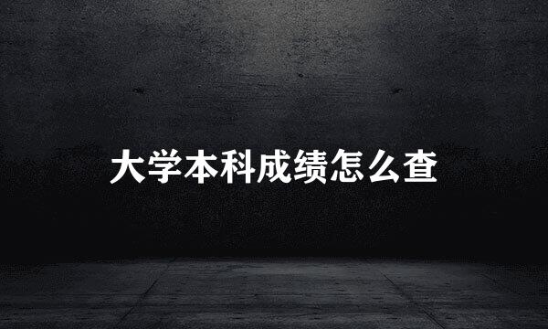 大学本科成绩怎么查