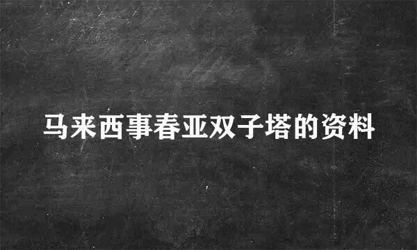 马来西事春亚双子塔的资料