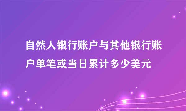 自然人银行账户与其他银行账户单笔或当日累计多少美元