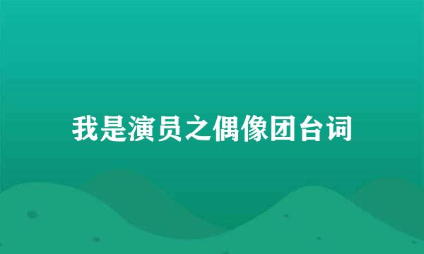 我是演员之偶像团台词