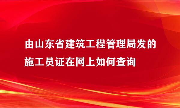 由山东省建筑工程管理局发的施工员证在网上如何查询