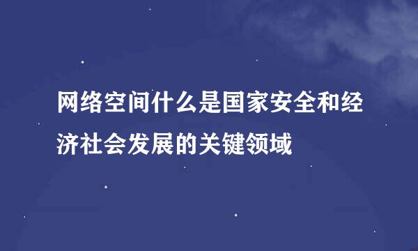 网络空间什么是国家安全和经济社会发展的关键领域