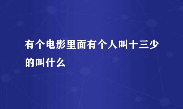 有个电影里面有个人叫十三少的叫什么