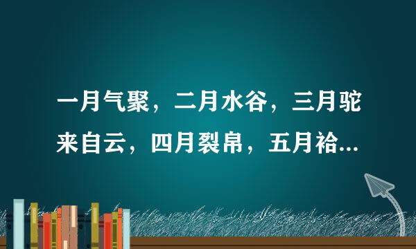 一月气聚，二月水谷，三月驼来自云，四月裂帛，五月袷衣，六月莲灿，七月兰浆，八月