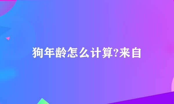 狗年龄怎么计算?来自