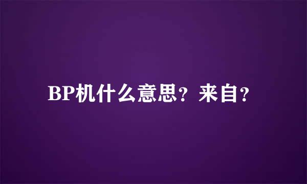 BP机什么意思？来自？