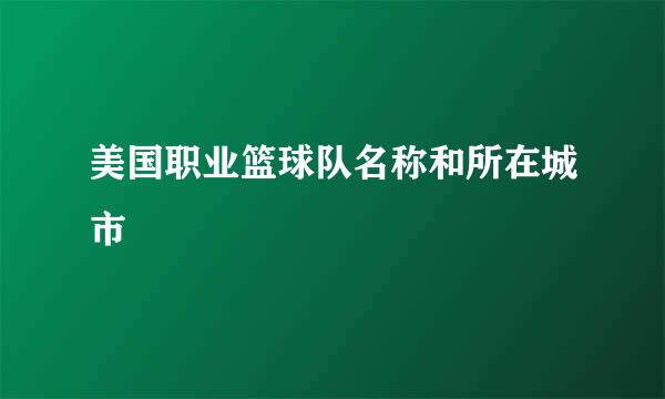 美国职业篮球队名称和所在城市