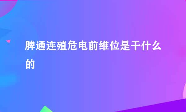 脾通连殖危电前维位是干什么的