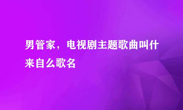 男管家，电视剧主题歌曲叫什来自么歌名