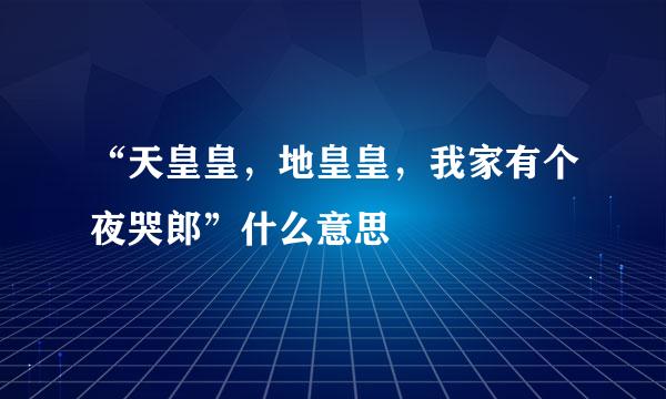 “天皇皇，地皇皇，我家有个夜哭郎”什么意思