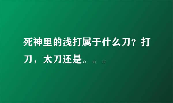 死神里的浅打属于什么刀？打刀，太刀还是。。。