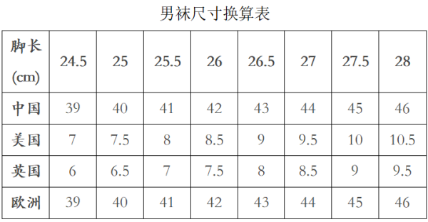 男士袜妈之威是等阻子有哪些尺码？