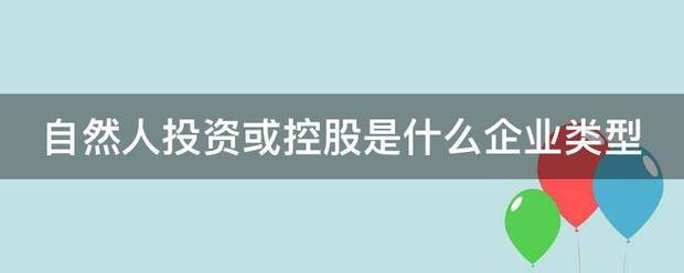 自然人投资或控股是什么企业类型