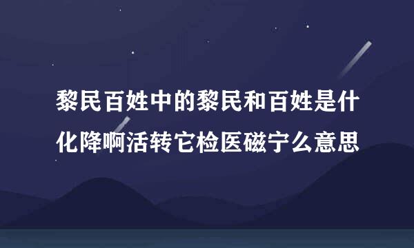 黎民百姓中的黎民和百姓是什化降啊活转它检医磁宁么意思