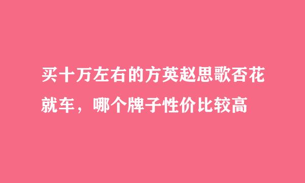 买十万左右的方英赵思歌否花就车，哪个牌子性价比较高