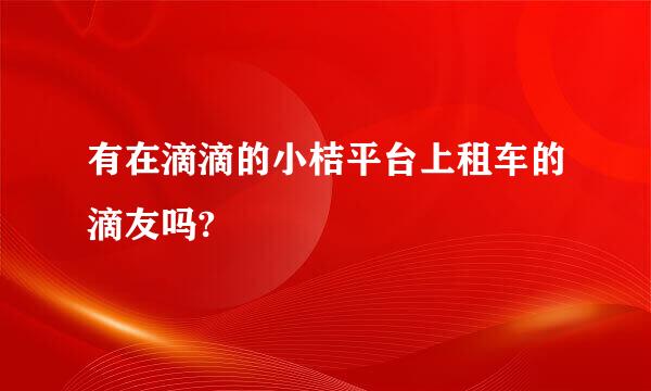 有在滴滴的小桔平台上租车的滴友吗?