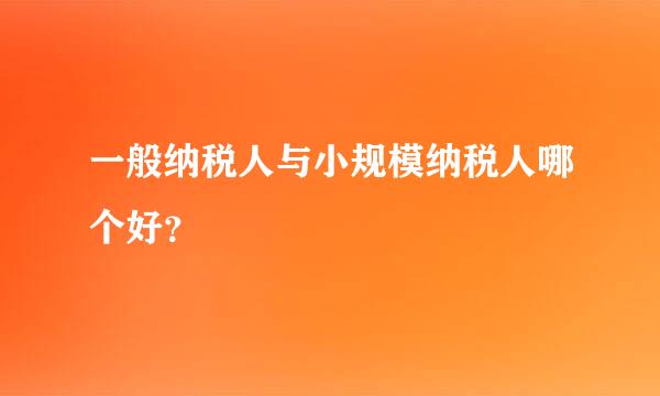 一般纳税人与小规模纳税人哪个好？