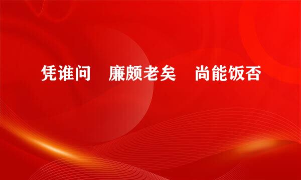 凭谁问 廉颇老矣 尚能饭否