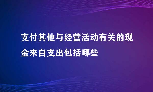 支付其他与经营活动有关的现金来自支出包括哪些