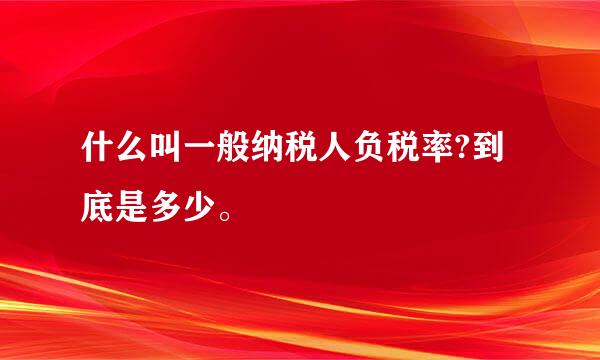 什么叫一般纳税人负税率?到底是多少。