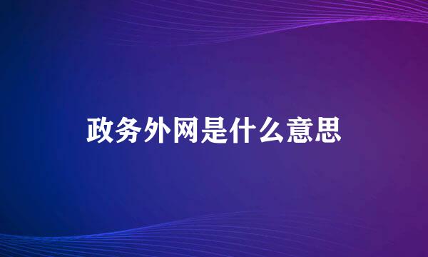 政务外网是什么意思