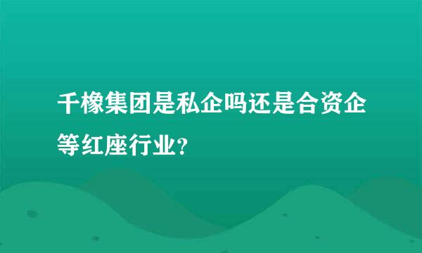 千橡集团是私企吗还是合资企等红座行业？